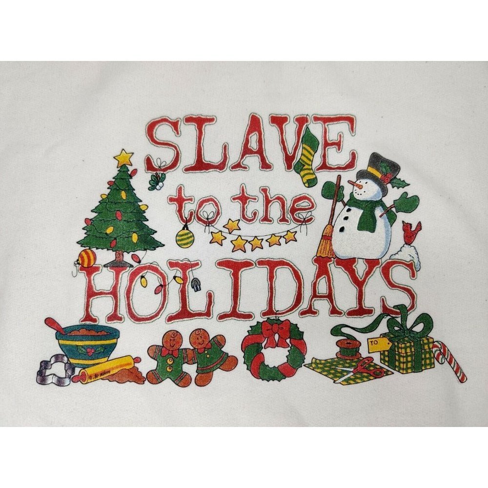 Vintage Ugly Christmas Sweater Adult Medium Long Sleeve Sweatshirt Holiday USA - Picture 2 of 12